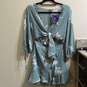 Turquoise cut out dress